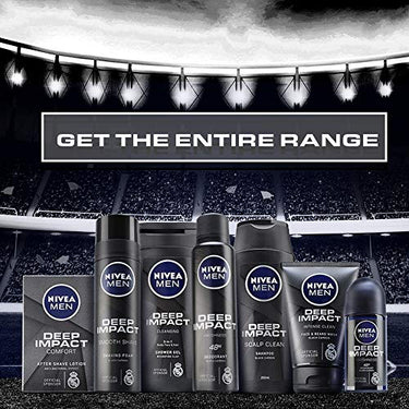 NIVEA Men Body Wash, Deep Impact Deodorant, 3 In 1 Shower Gel For Body, Face & Hair, With Microfine Clay, 250ml (Pack of 2)